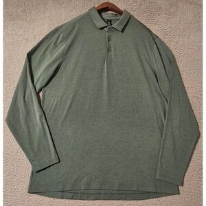 Lululemon Evolution Long Sleeve Polo Shirt Size XL Sage Green Heather LM3EQJS